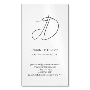 Calligraphy trendy classical script monogram grey 	Magnetic business card