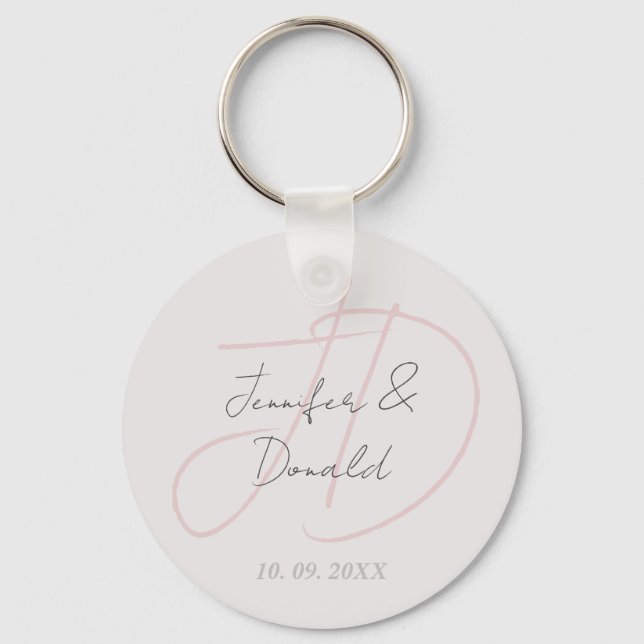 Calligraphy trendy classical script monogram keychain (Front)