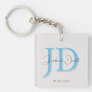 Calligraphy trendy classical script monogram keychain