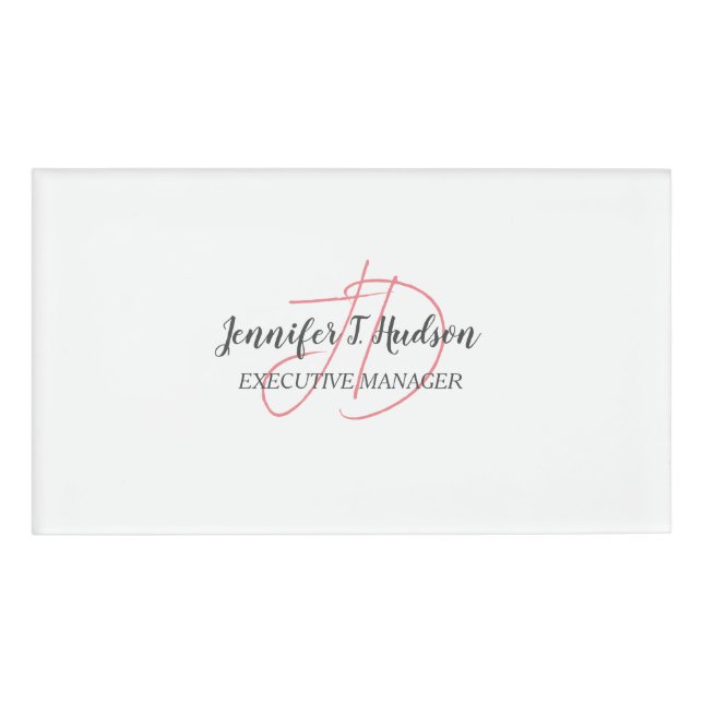 Calligraphy trendy classical script monogram name tag (Front)