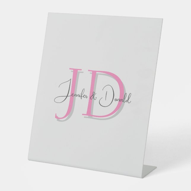 Calligraphy trendy classical script monogram pedestal sign (Front)