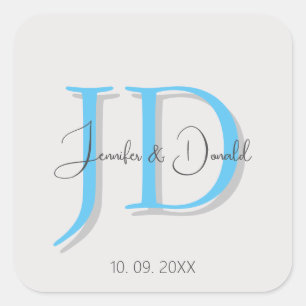 Calligraphy trendy classical script monogram square sticker