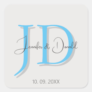 Calligraphy trendy classical script monogram square sticker