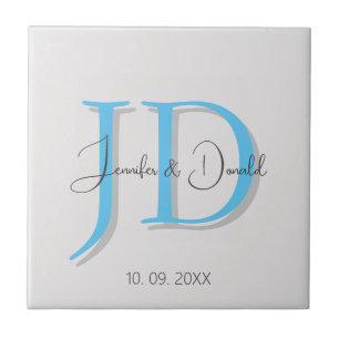 Calligraphy trendy classical script monogram tile