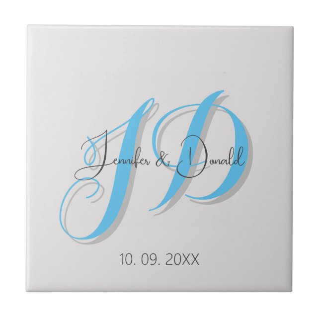 Calligraphy trendy classical script monogram tile (Front)