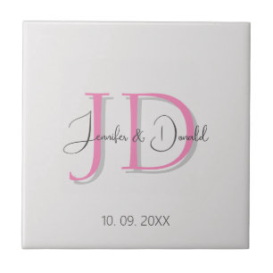 Calligraphy trendy classical script monogram tile