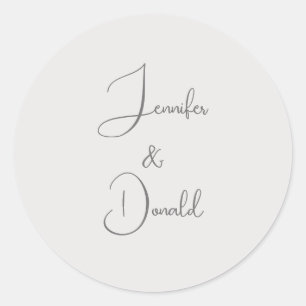 Calligraphy trendy classical script plain personal classic round sticker