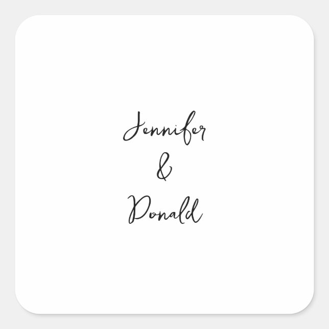 Calligraphy trendy classical script plain personal square sticker (Front)