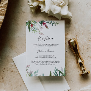 Calligraphy Tropical Floral Wedding Reception Enclosure Card