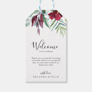 Calligraphy Tropical Floral Wedding Welcome Gift Tags