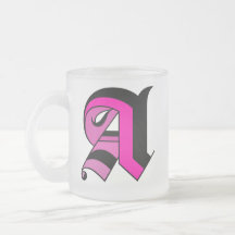 Calligraphy type black and pink Initial mug A
