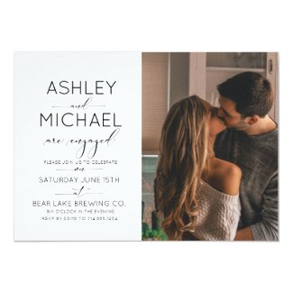 Calligraphy Typography 2 Photo Engagement Party Card