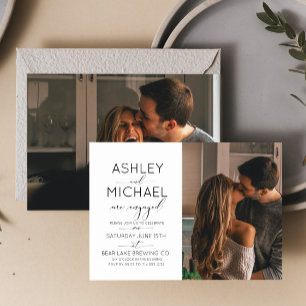 Calligraphy Typography 2 Photo Engagement Party Invitation
