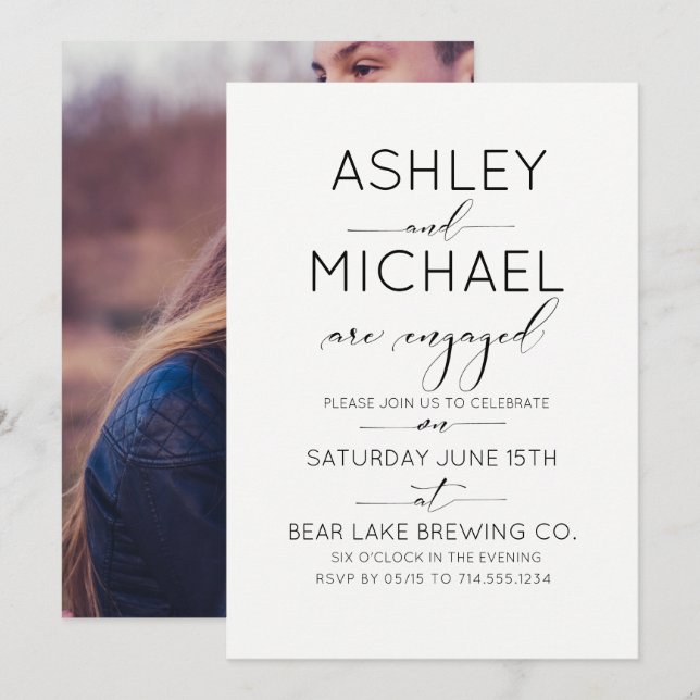 Calligraphy Typography Engagement Party Invitation (Front/Back)