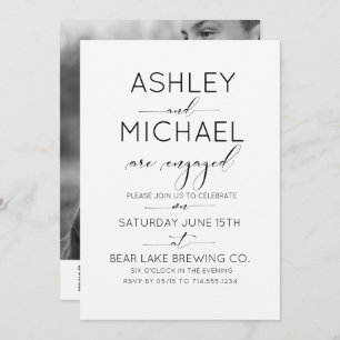 Calligraphy Typography QR Code Engagement Party Invitation