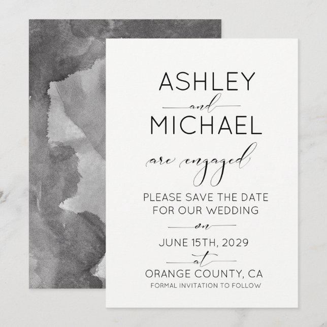 CALLIGRAPHY TYPOGRAPHY Wedding Save the Date Invitation (Front/Back)