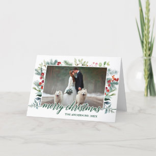Calligraphy Watercolor Greenery Christmas Card