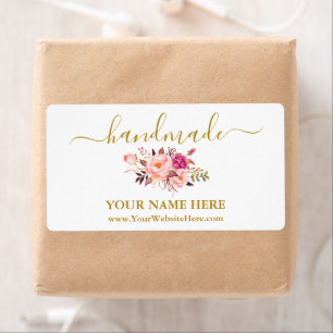 Calligraphy Watercolor Pink Floral Handmade Labels