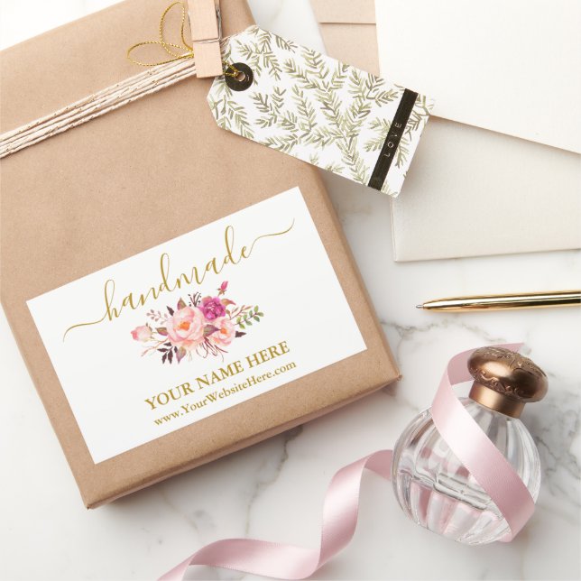 Calligraphy Watercolor Pink Floral Handmade Soap Sticker (Gifting)