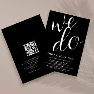 Calligraphy We Do QR Code Wedding Black Invitation