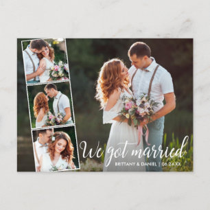 Calligraphy We Got Married 4 Photo Postcard