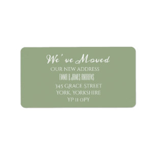 Calligraphy We’ve Moved New Address Sage Green Label