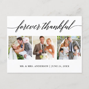 Calligraphy Wedding 3 Photo Forever Thankful Postcard
