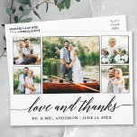 Calligraphy Wedding 5 Photo Love and Thanks Postcard<br><div class="desc">Modern Calligraphy Script 5 Photo Collage Wedding Love and Thanks Postcard</div>