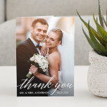 Calligraphy Wedding Bride and Groom Photo Fold Thank You Card<br><div class="desc">Modern Calligraphy Wedding Bride and Groom Photo Thank You Folded Card</div>