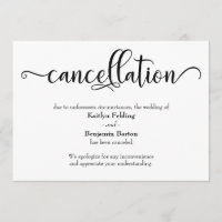 Calligraphy Wedding Cancellation Announcement Card