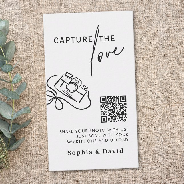 Calligraphy  Wedding Capture The Love QR Code Enclosure Card (Creator Uploaded)
