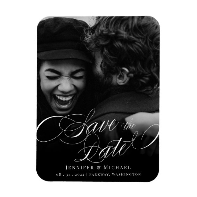 Calligraphy Wedding Classic Elegant Save The Date  Magnet (Vertical)