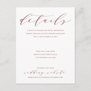 Calligraphy Wedding Details Card   Burgundy