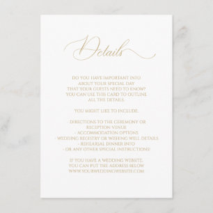 Calligraphy Wedding Fairy Tale Details Faux Gold Enclosure Card