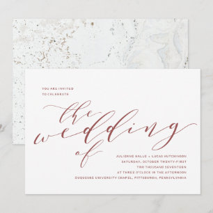 Calligraphy Wedding Invitation   Burgundy Marsala