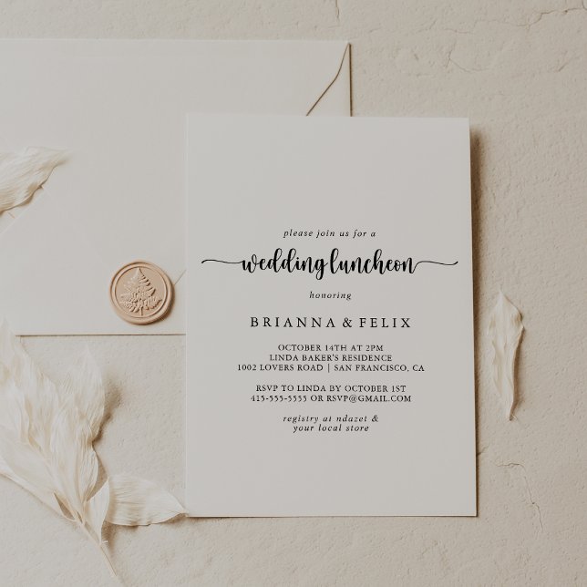 Calligraphy Wedding Luncheon Bridal Shower  Invitation (Creator Uploaded)