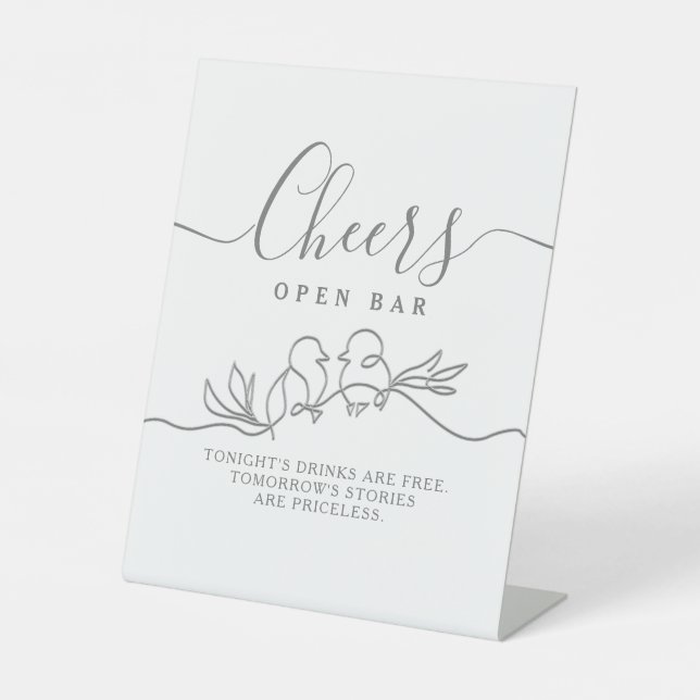 Calligraphy Wedding Open Bar Pedestal Sign (Front)