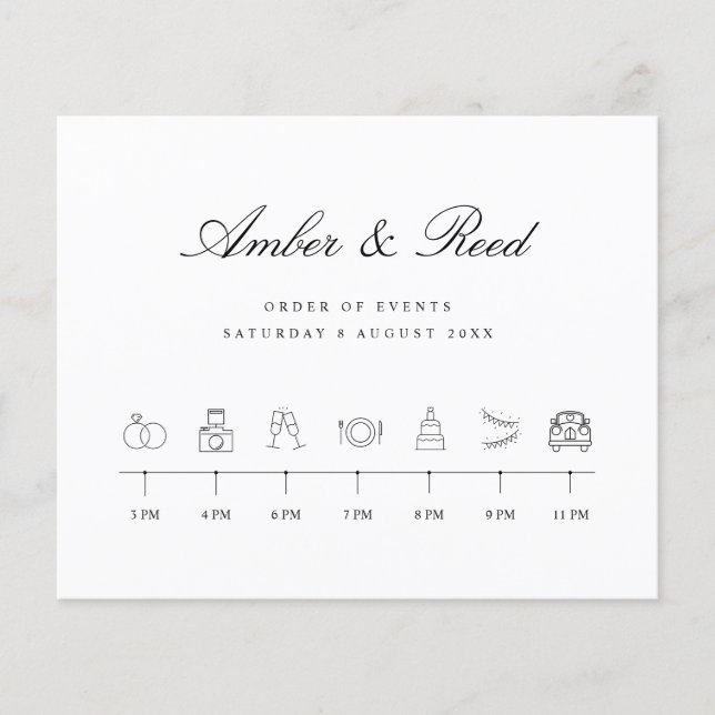 Calligraphy Wedding Order of Events Budget Sheet (Front)