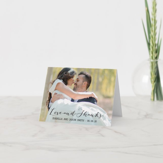 CALLIGRAPHY WEDDING PHOTO THANK YOU CARD (Front)