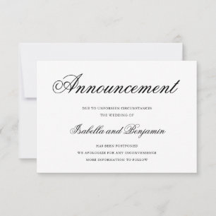 Calligraphy Wedding Postponement Announcement
