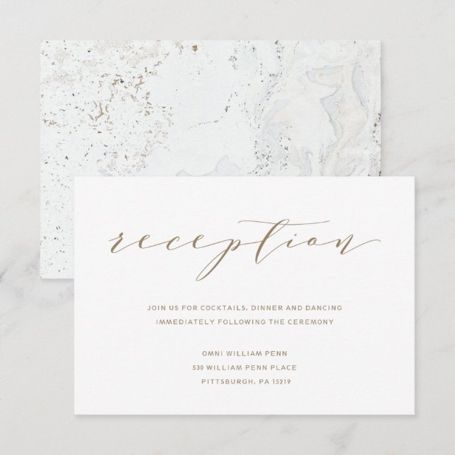 Calligraphy Wedding Reception Card | Gold (Front/Back)