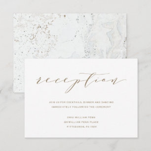 Calligraphy Wedding Reception Card   Gold