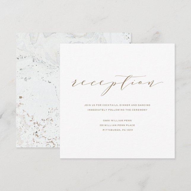 Calligraphy Wedding Reception Card | Gold (Front/Back)