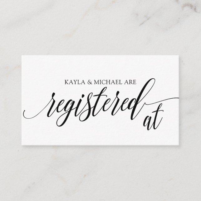 Calligraphy Wedding Registry Card Inserts - Black (Front)