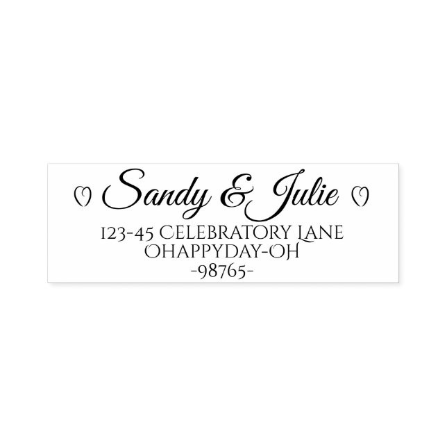 Calligraphy Wedding Return Address Stamper Hearts Self-inking Stamp (Design)