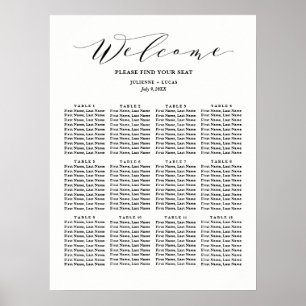 Calligraphy Wedding Seating Chart Black