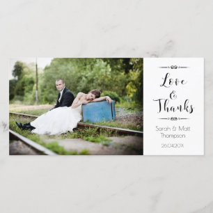 Calligraphy Wedding Thank You Photo Card