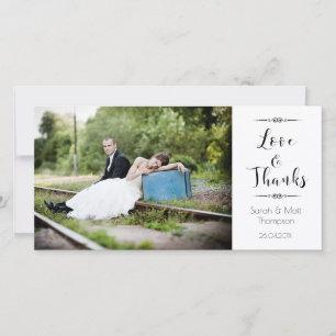 Calligraphy Wedding Thank You Photo Card