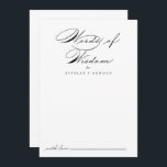 Calligraphy Wedding Words of Wisdom Advice Card<br><div class="desc">This calligraphy wedding words of wisdom advice card is perfect for a rustic wedding. The simple and stylish design features classic and fancy script typography in black and white. These cards are perfect for a wedding, bridal shower, baby shower, graduation party & more. Personalize the cards with the names of...</div>