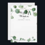 Calligraphy Wedding Words of Wisdom Eucalyptus Advice Card<br><div class="desc">This calligraphy wedding words of wisdom eucalyptus advice card is perfect for a simple wedding. The design features watercolor hand-drawn elegant botanical eucalyptus branches and leaves. These cards are perfect for a wedding, bridal shower, baby shower, graduation party & more. Personalize the cards with the names of the bride and...</div>
